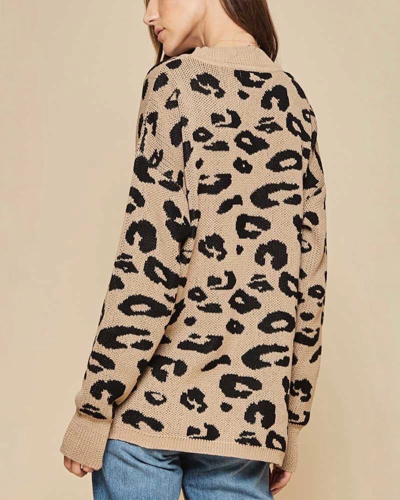 FINAL SALE - Animal Print Oversized Pullover Sweater