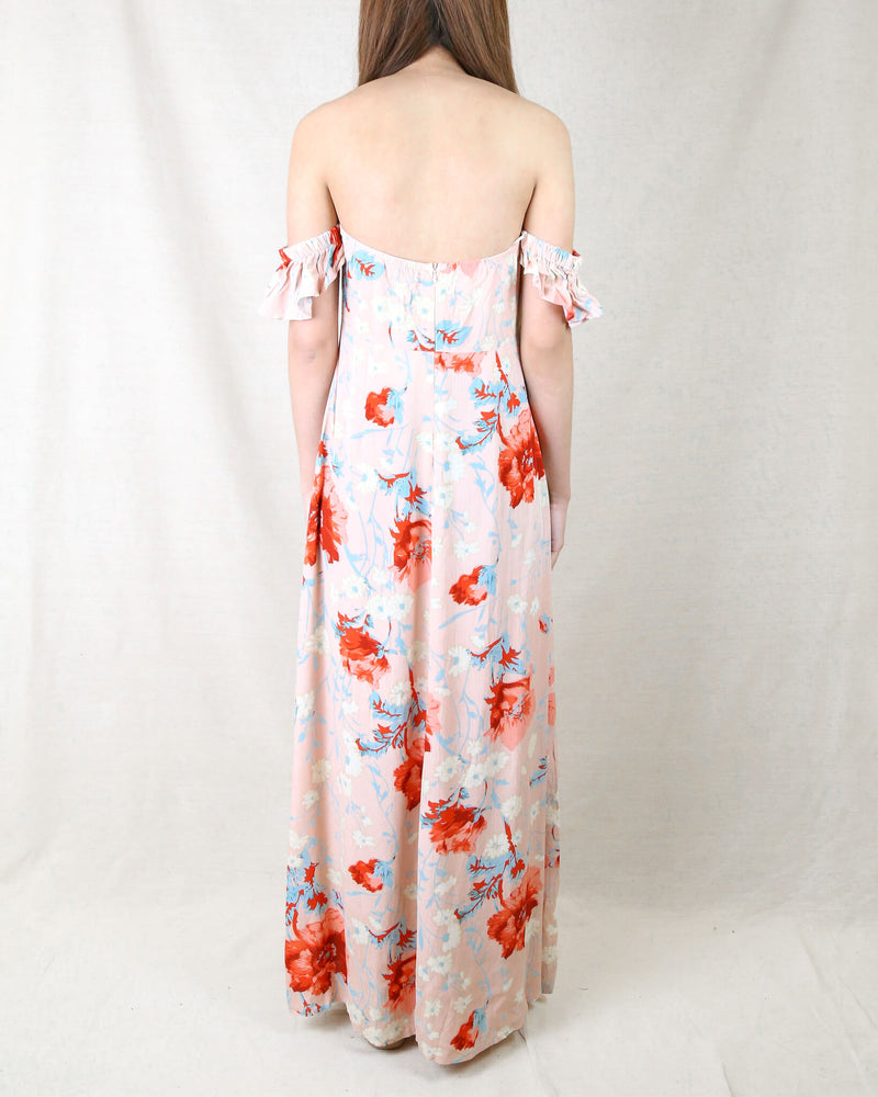 Annabelle - Floral Maxi Dress - Beige