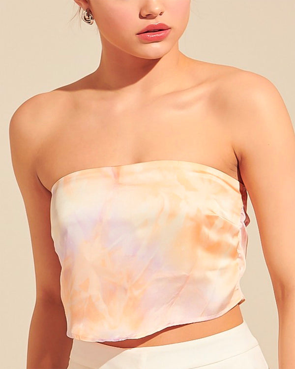 Bandana Tie Dye Top with Smocked Back in Pale Blush