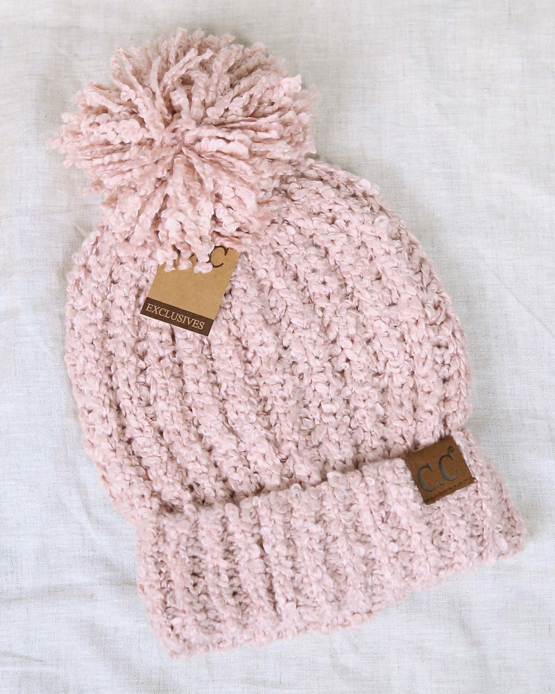 C.C. Beanies - Chenille Pom Soft Knit Winter Hat in More Colors
