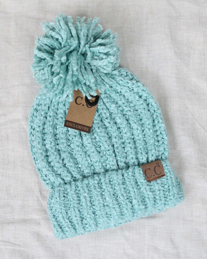 C.C. Beanies - Chenille Pom Soft Knit Winter Hat in More Colors