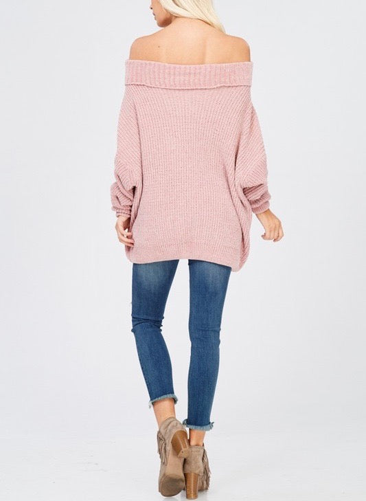 Final Sale - Chenille Turtleneck Knitted Pullover Sweater in Twig