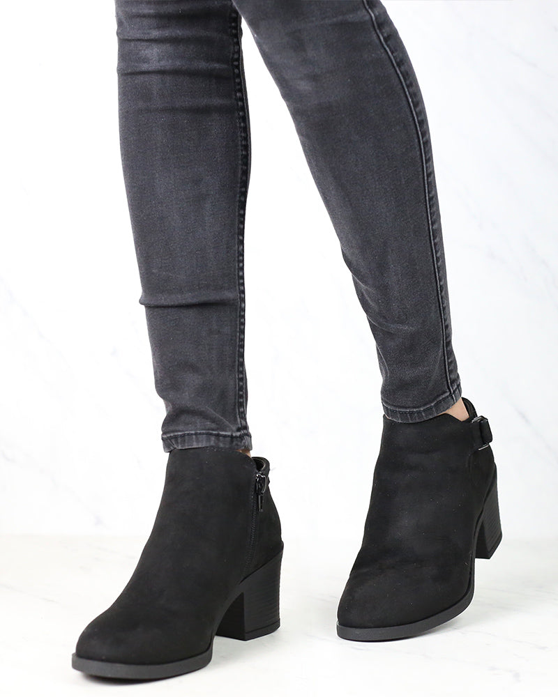 Casual Faux Suede Block Heel Ankle Bootie in More Colors â Shop Hearts