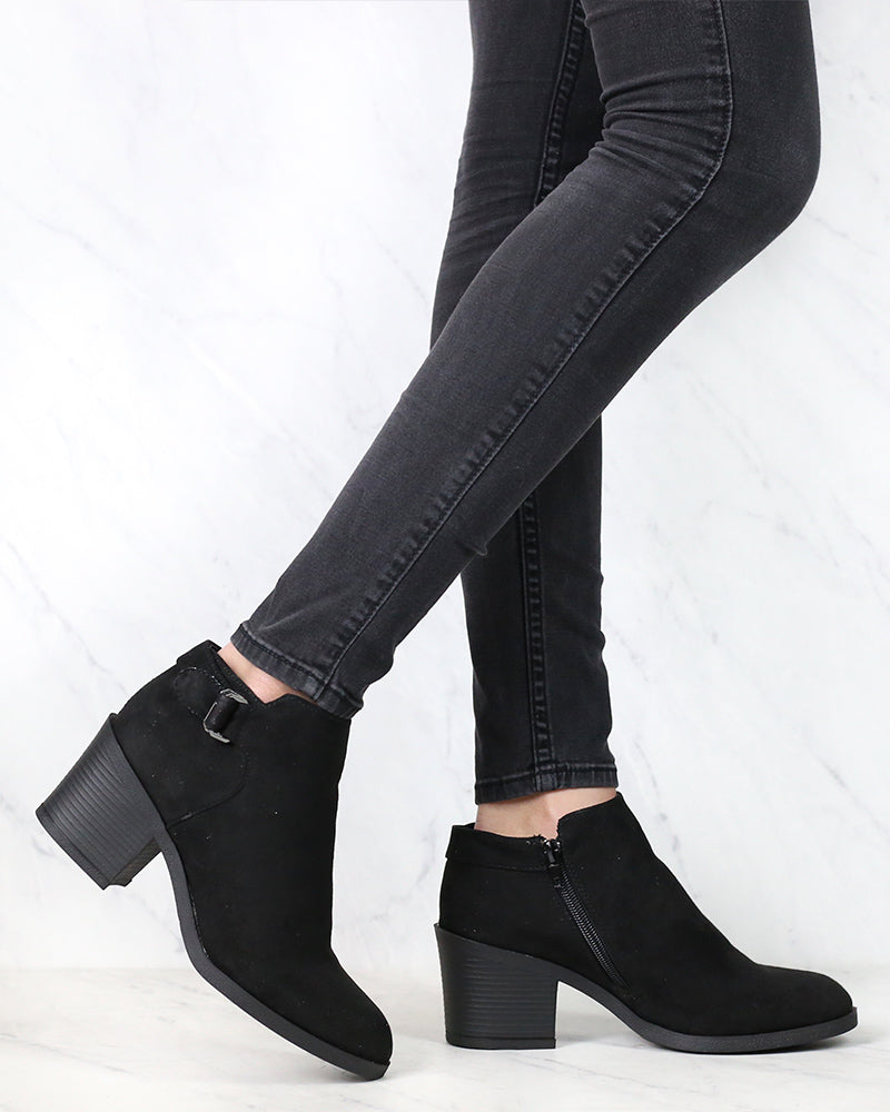 Casual Faux Suede Block Heel Ankle Bootie in More Colors â Shop Hearts