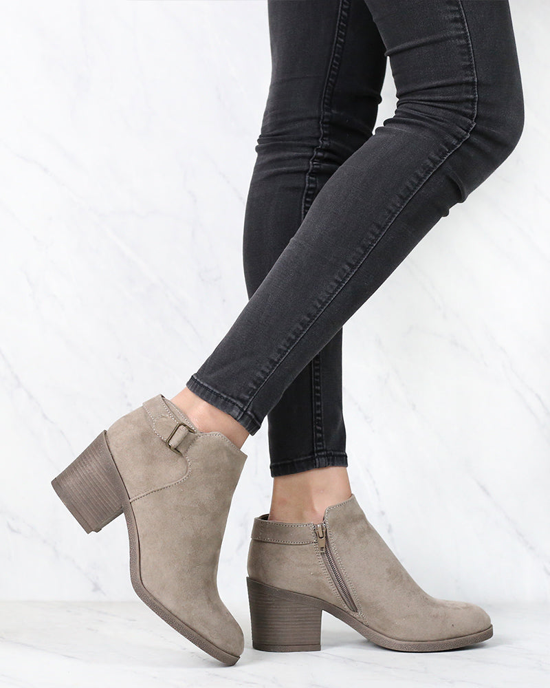 Casual Faux Suede Block Heel Ankle Bootie in More Colors – Shop Hearts