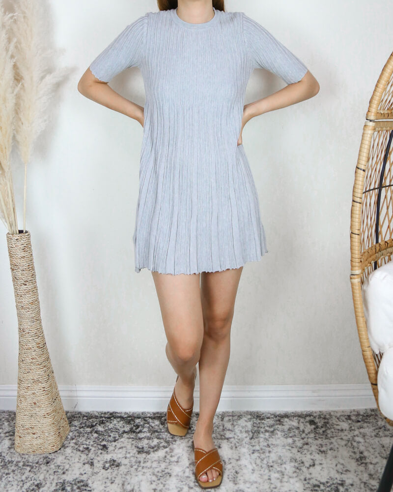 sweater dress babydoll Cotton Candy Ribbed Mock Neck in Grey – Shop Hearts puff sleeves Color:2187 The Right Suit Color summer mother bride dress