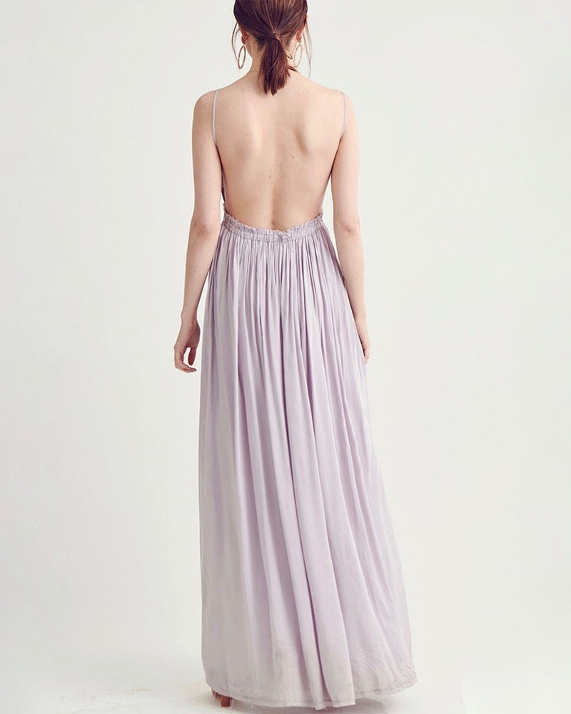 open back crochet maxi dress - lavender