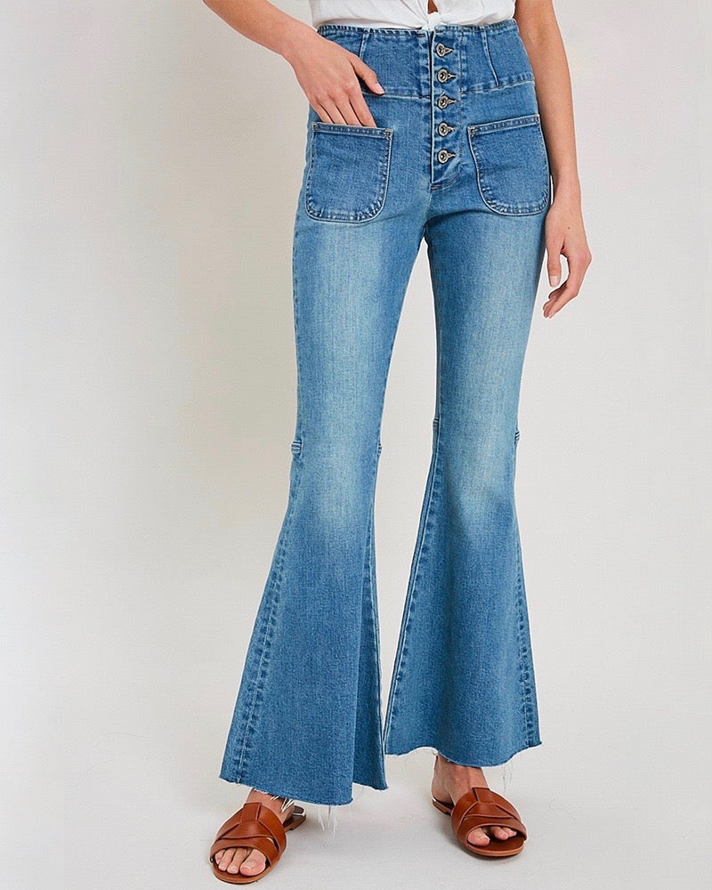 Denim High-Waist Flare Jeans