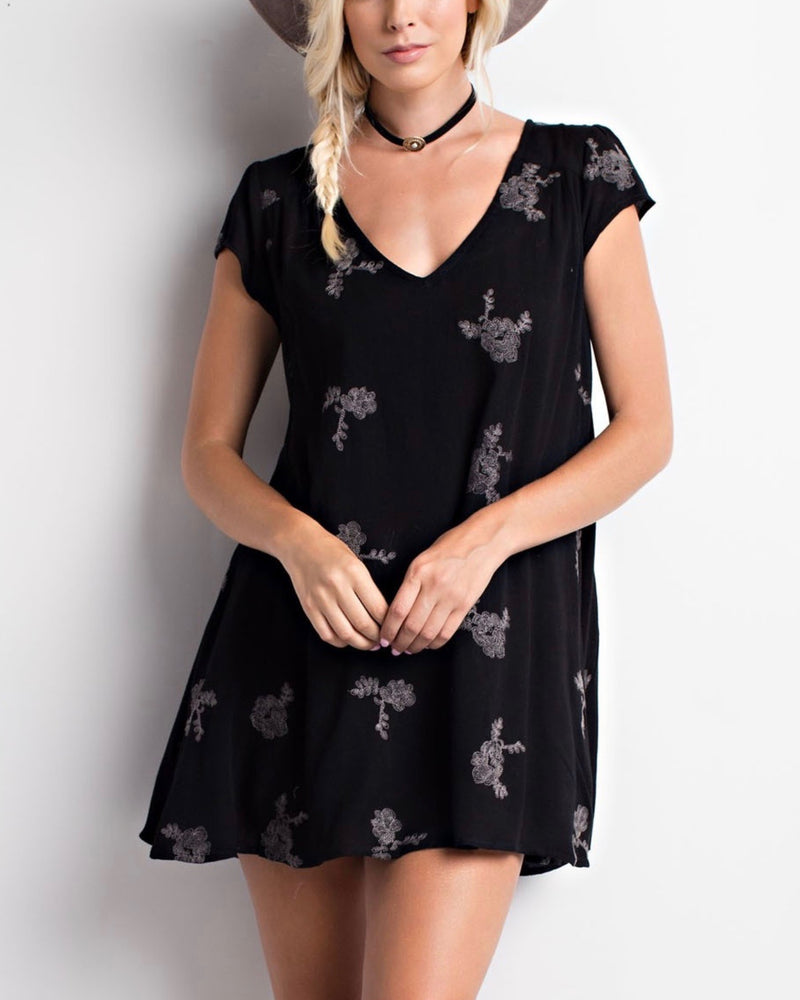 Final Sale - Embroidered Flowy Dress in More Colors