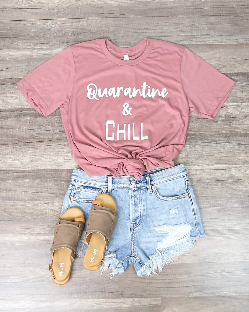 Distracted - Quarantine & Chill Funny Graphic Tee in Pink