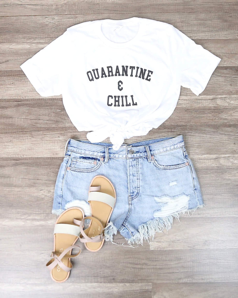 Distracted - Quarantine & Chill Funny Graphic Tee in White