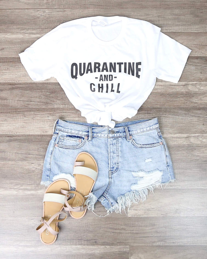 Distracted - Quarantine and Chill Funny Graphic Tee in White