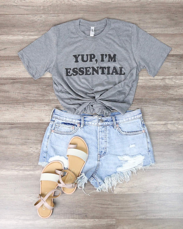 Distracted - Yup I'm Essential Funny Graphic Tee in Gray