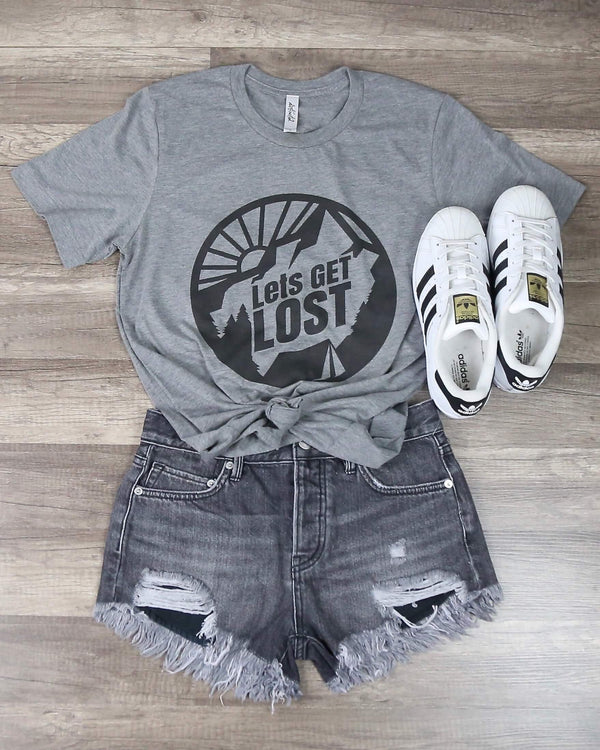 Distracted - Let's Get Lost Graphic Tee in Gray