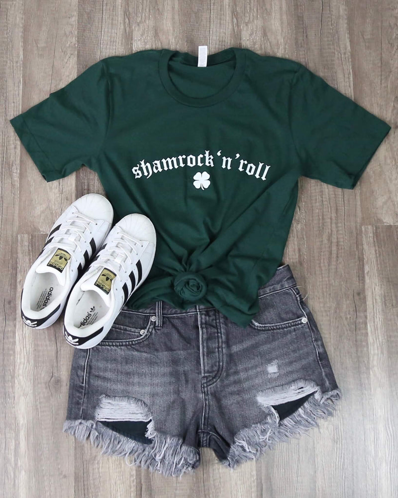 Distracted - Shamrock N Roll Saint Patrick's Day Unisex Tshirt - Forest Green