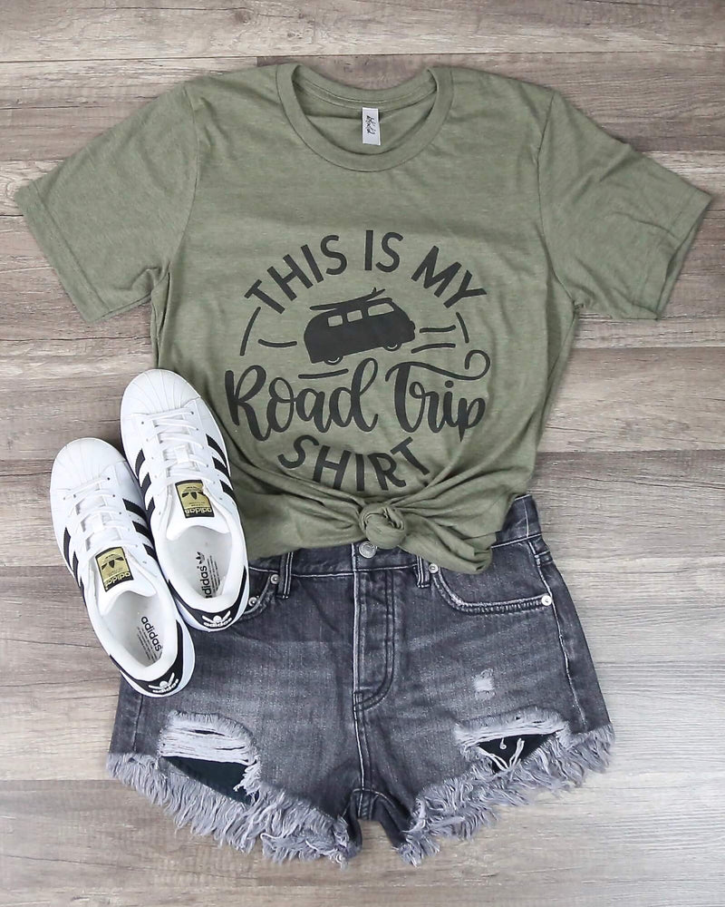 Distracted - This Is My Road Trip Shirt Graphic Tee in Olive
