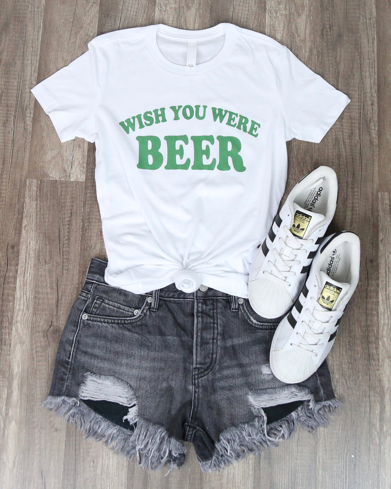 Distracted - Wish You Were - Saint Patrick's Day Fitted Ringspun Cotton Tshirt - White