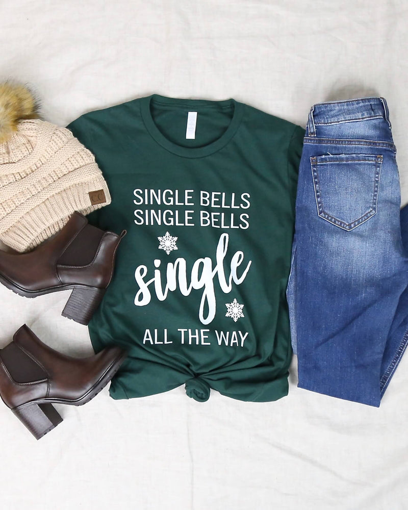 Distracted T Shirt - Single Bells Single All The Way Funny Christmas Dating Tee