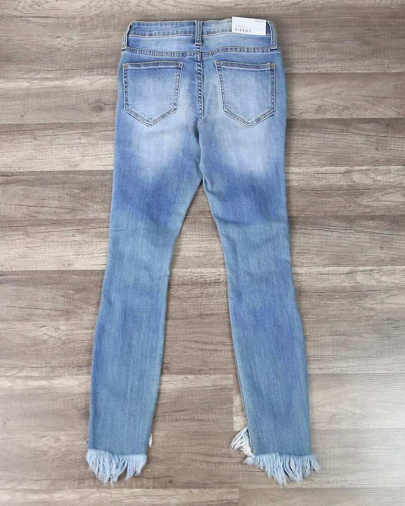 Stevie Destroyed Light Denim Wash Jeans with Frayed Hem – Shop Hearts