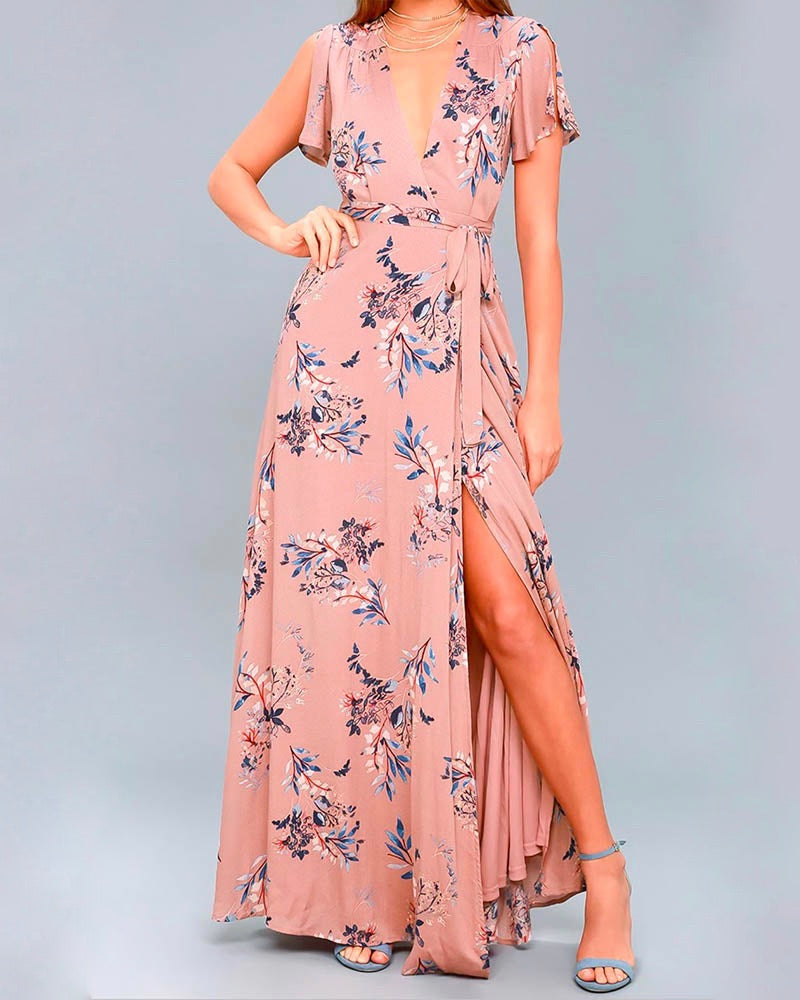maxi dress with hearts Long Sleeve Embellished Heart Cut Out Maxi Dress Hot Pink