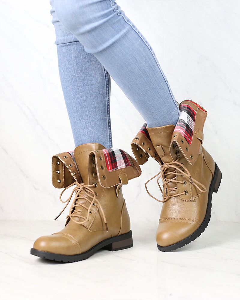 Final Sale - Adjustable Classic Combat Boots in Taupe
