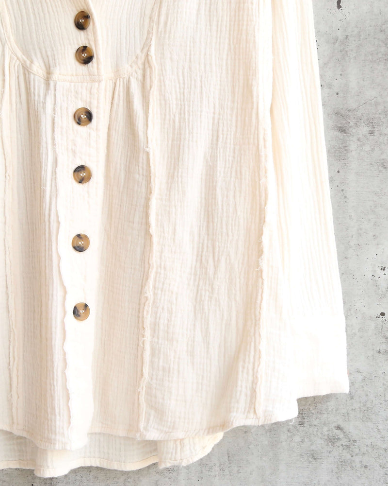 Free People - All About The Feels Linen Button Down Top - Ivory