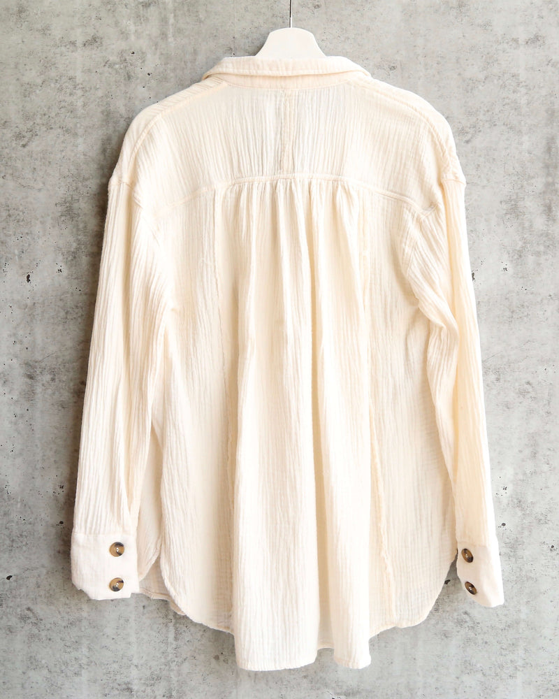 Free People - All About The Feels Linen Button Down Top - Ivory