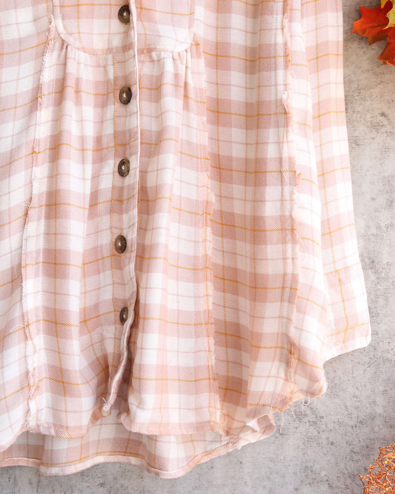 Free People - All about the feels plaid button down top - rose