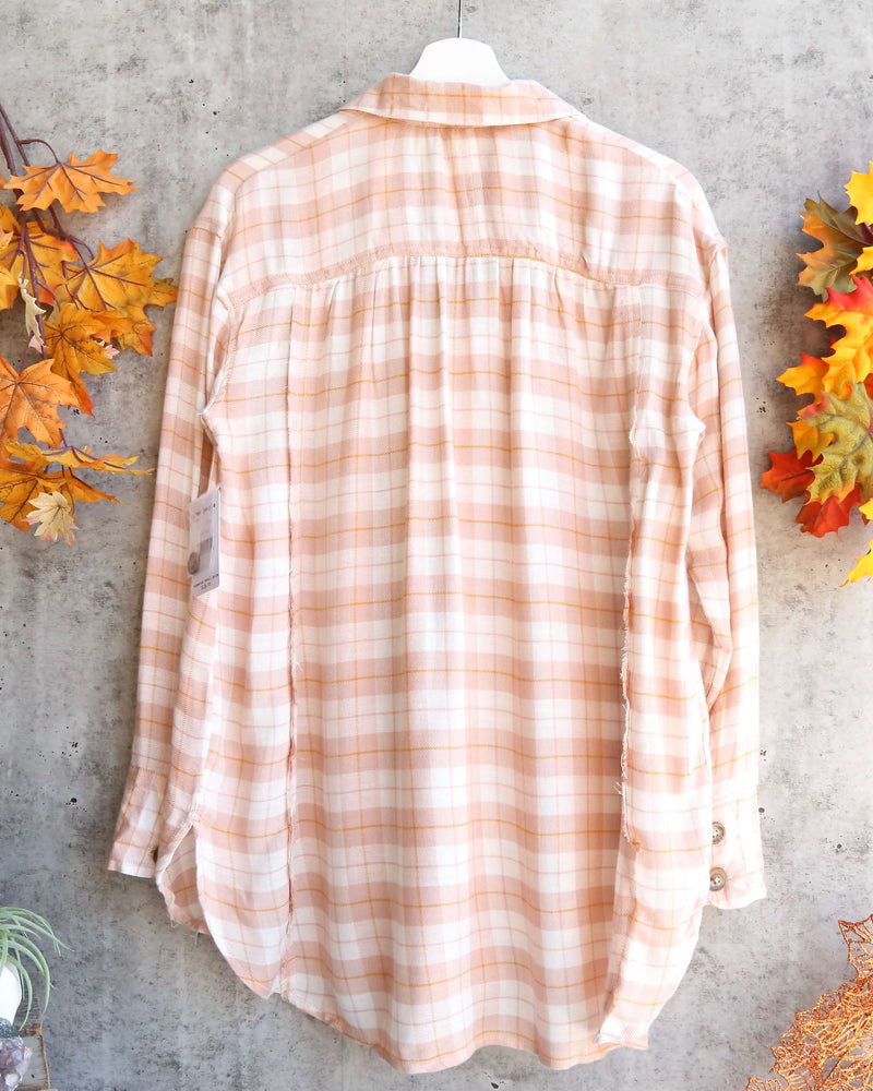 Free People - All about the feels plaid button down top - rose