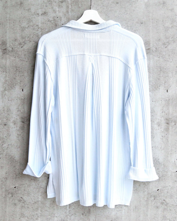 Free People - Annie Ribbed Long Sleeve Slouchy Pullover - Sky