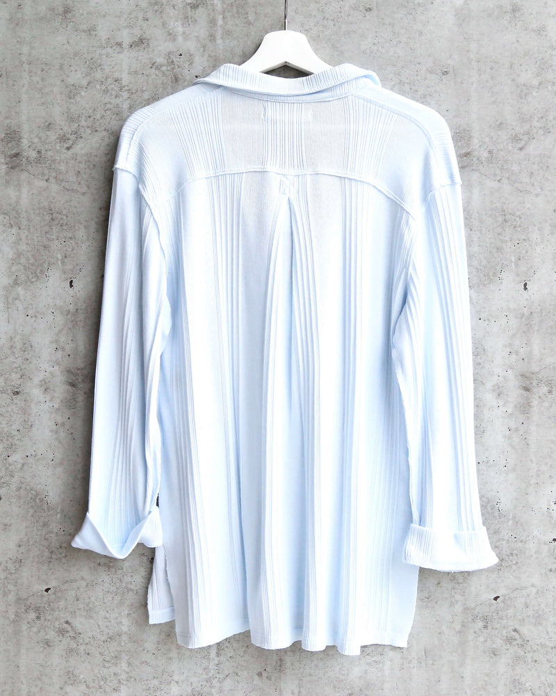 Free People - Annie Ribbed Long Sleeve Slouchy Pullover - Sky