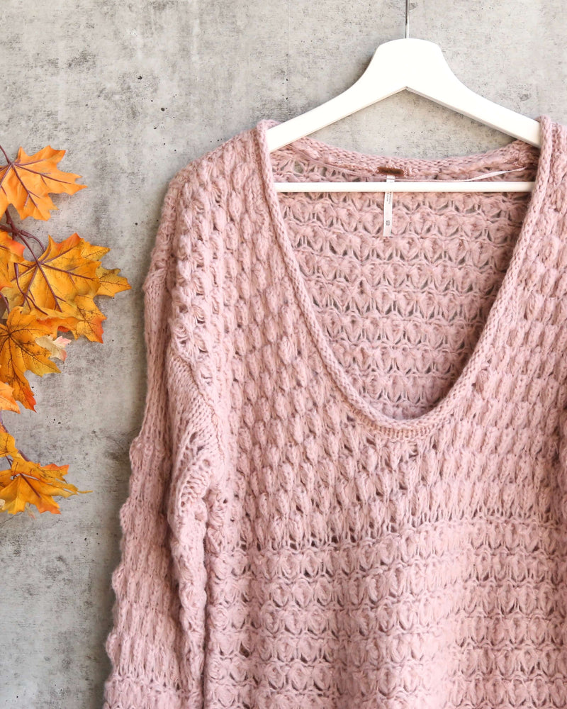 Free People Crashing Waves Wool Blend Bishop Sleeve Chunky Knit