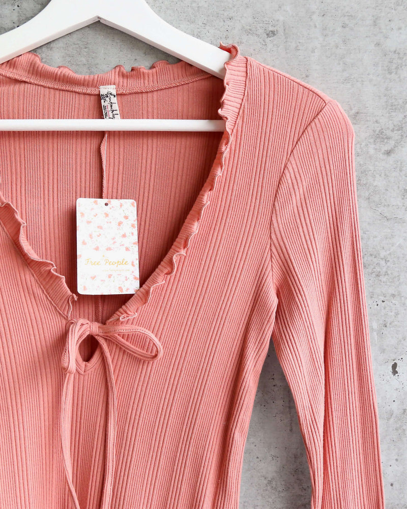 Free People - Fall for You Stretch-Jersey Long Sleeve Top - Pink Rose