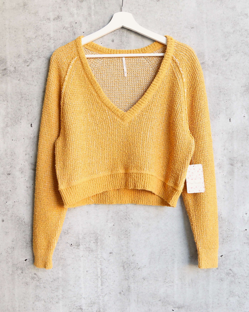 Free People High Low V Textured Slouchy Sweater De Soleil