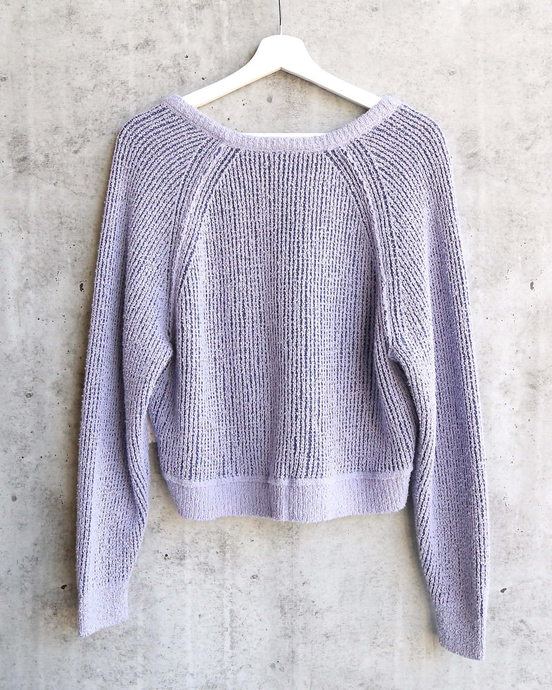 Free People - High Low V Textured Slouchy Sweater - Purple Moon