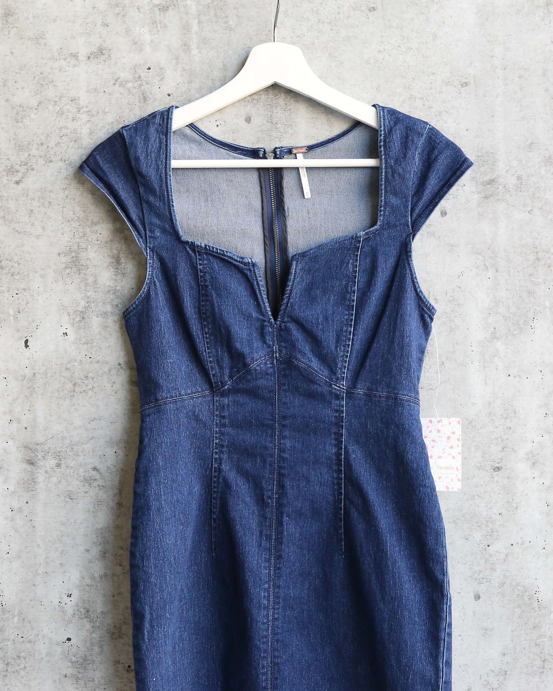 Free People - Lia Denim Bodycon Mini Dress in Blue Shop Hearts Free People - Lia Denim Bodycon Mini Dress in Blue Shop Hearts