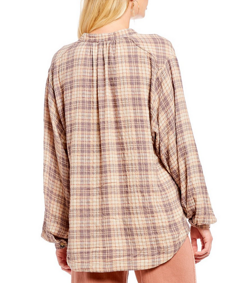 Free People - North Bound Pullover in Beige Plaid
