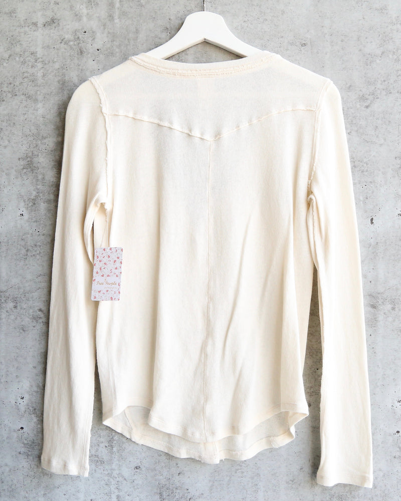Free People - Starlight Henley Knit Button Down Top - Ivory