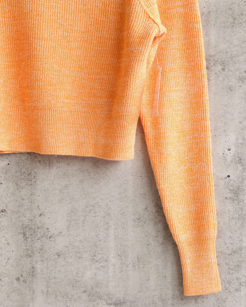 Free People - Too Good Ribbed Trim Pullover Sweater - Orange Zest