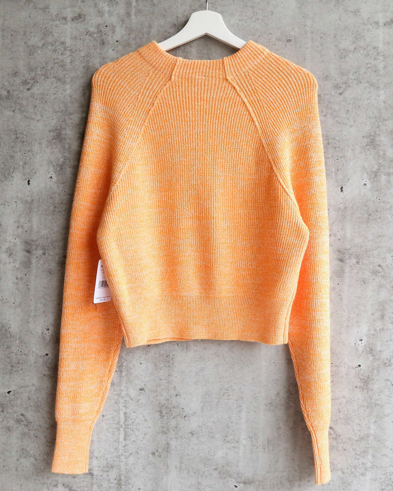 Free People - Too Good Ribbed Trim Pullover Sweater - Orange Zest