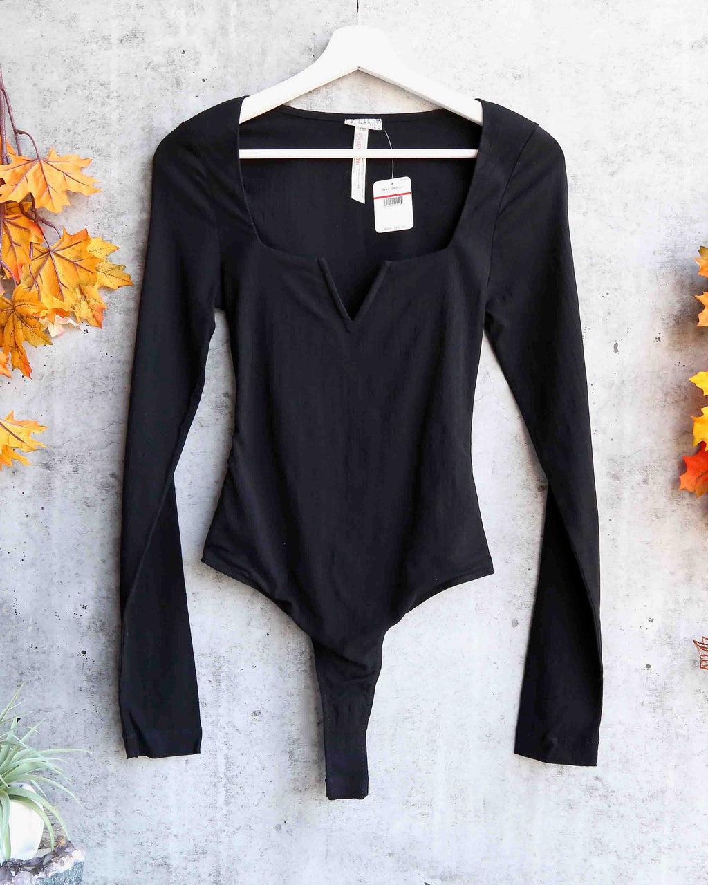 Free People - Zoe Long-Sleeve Thong Bodysuit - Black – Shop Hearts
