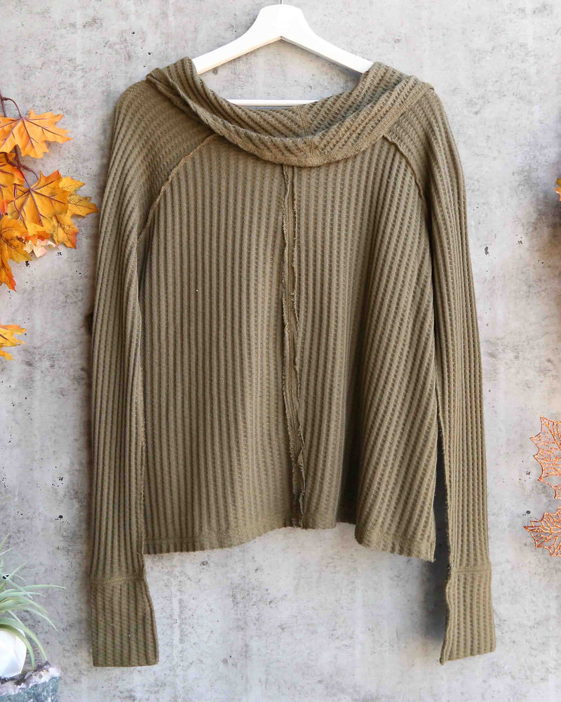 Free People - Wildcat Relax Dolman Cowl Neck Thermal Top in Moss/Military Green