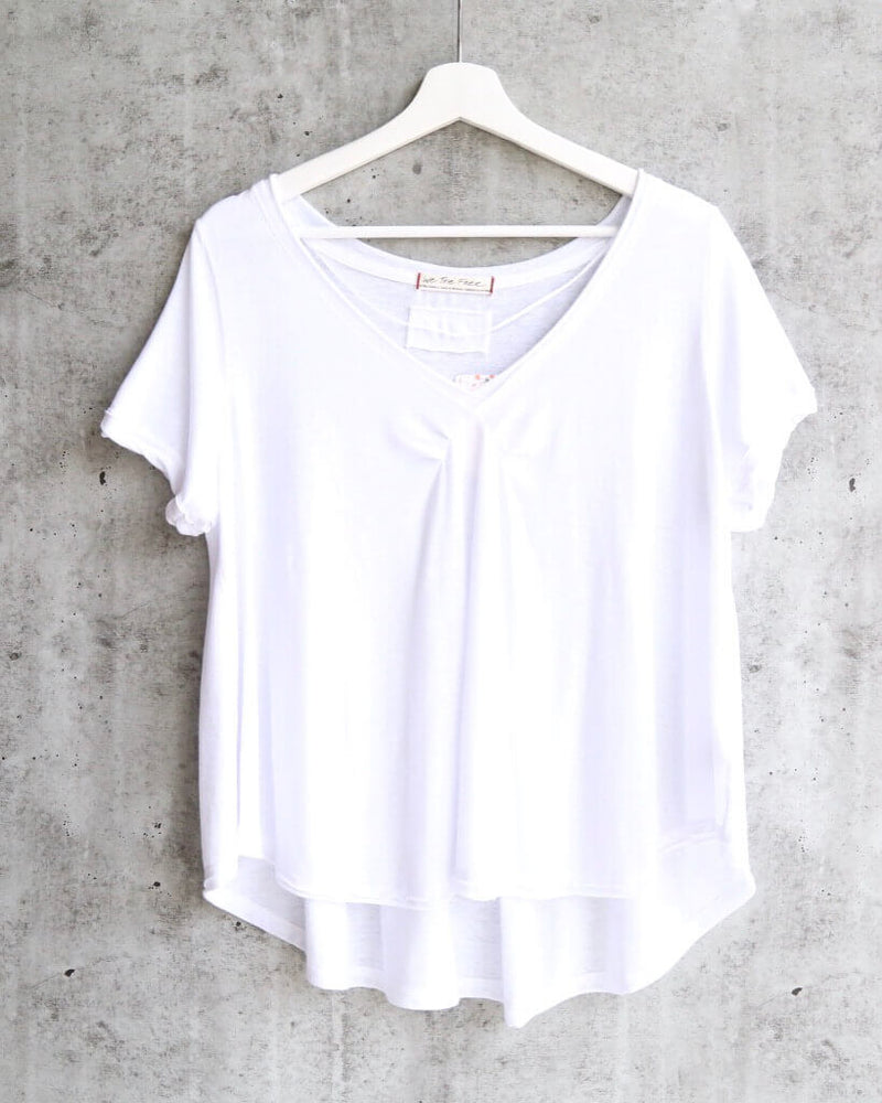 Free People All You Need Ruched V-Neck Tee - White