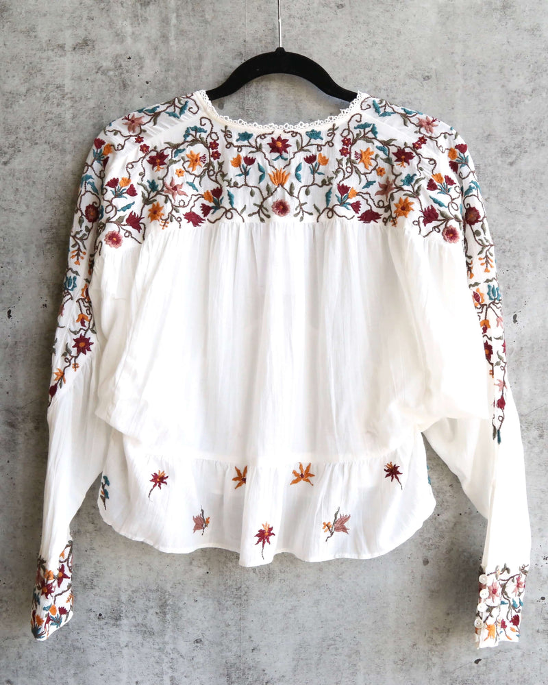 Free People Ava Embroidery Blouse - Ivory