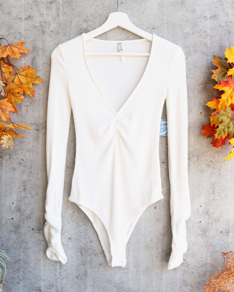 Free People - Cozy Up With Me Knitted Bodysuit - Ivory