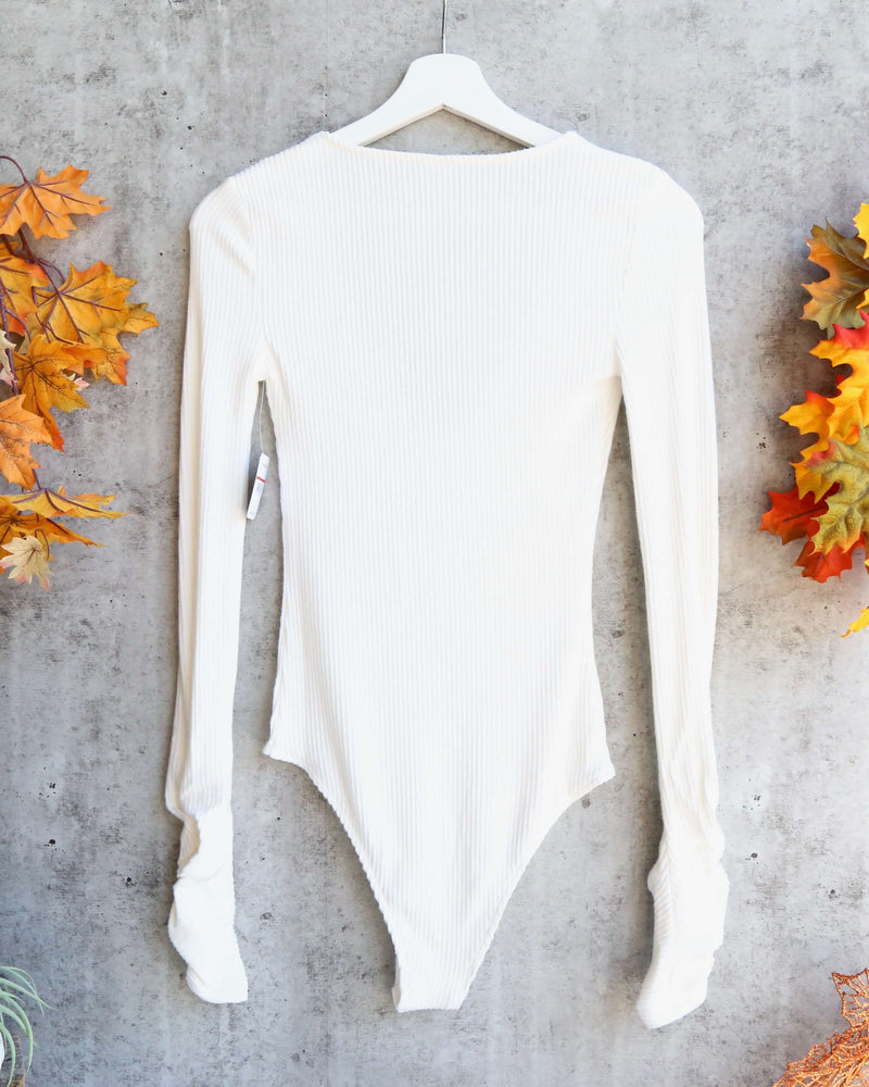 Free People - Cozy Up With Me Knitted Bodysuit - Ivory