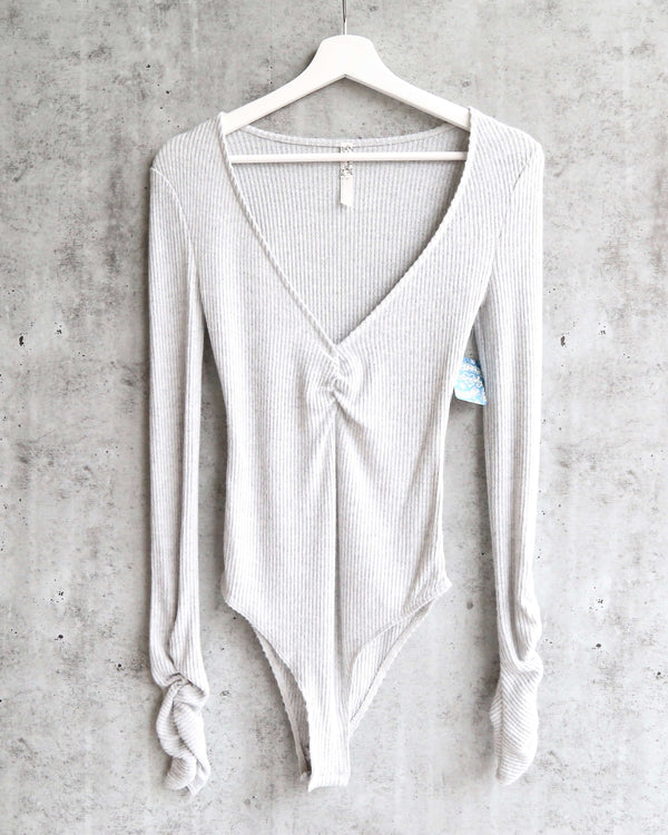 Free People - Cozy Up With Me Knitted Bodysuit - Pebble Grey