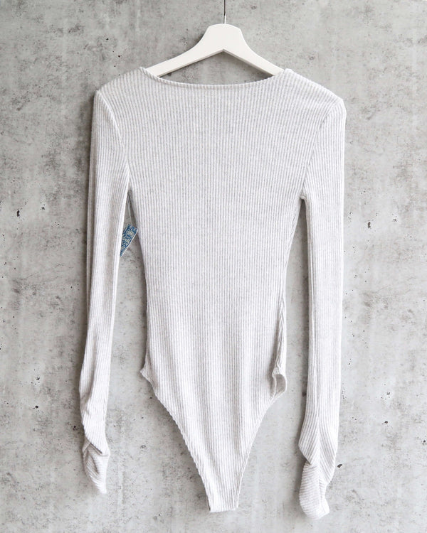 Free People - Cozy Up With Me Knitted Bodysuit - Pebble Grey