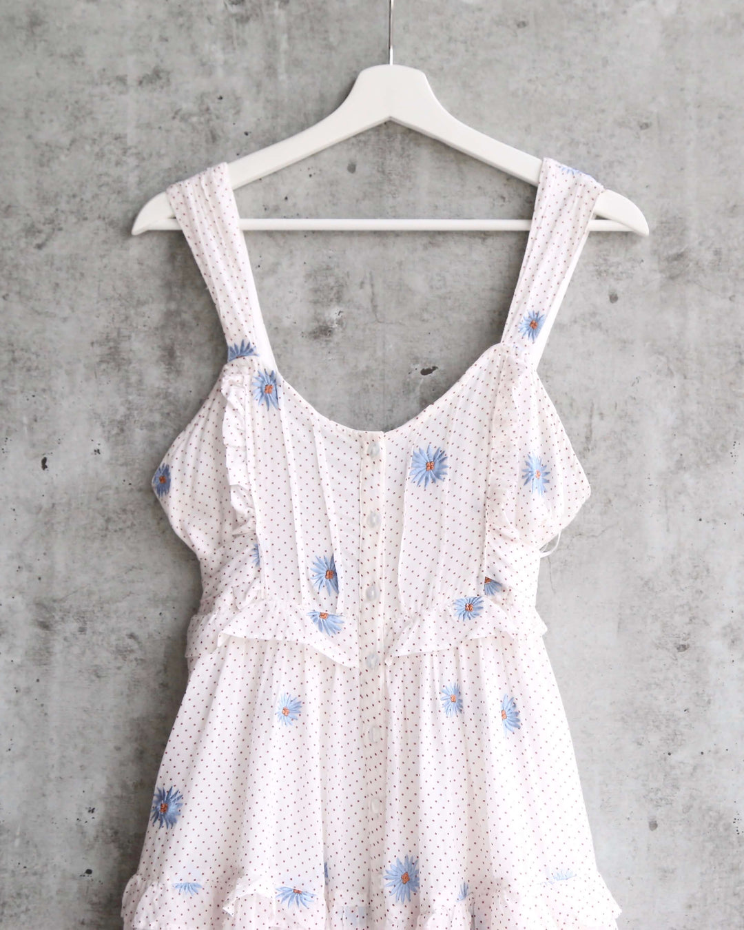 Free People Daisy Chain Button Up Midi Dress in White Ecru Combo Shop Hearts