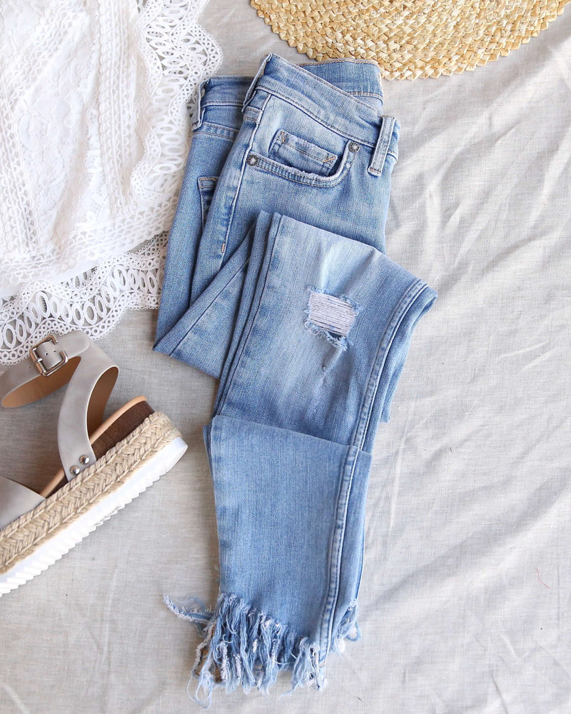 Free People - Great Heights Frayed Skinny Jeans in Regal Blue